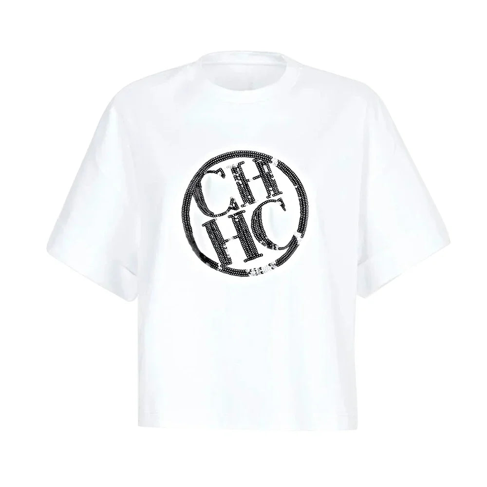 T-shirt pour femme, mode, luxe, coton, col rond, classique, basique, manches courtes