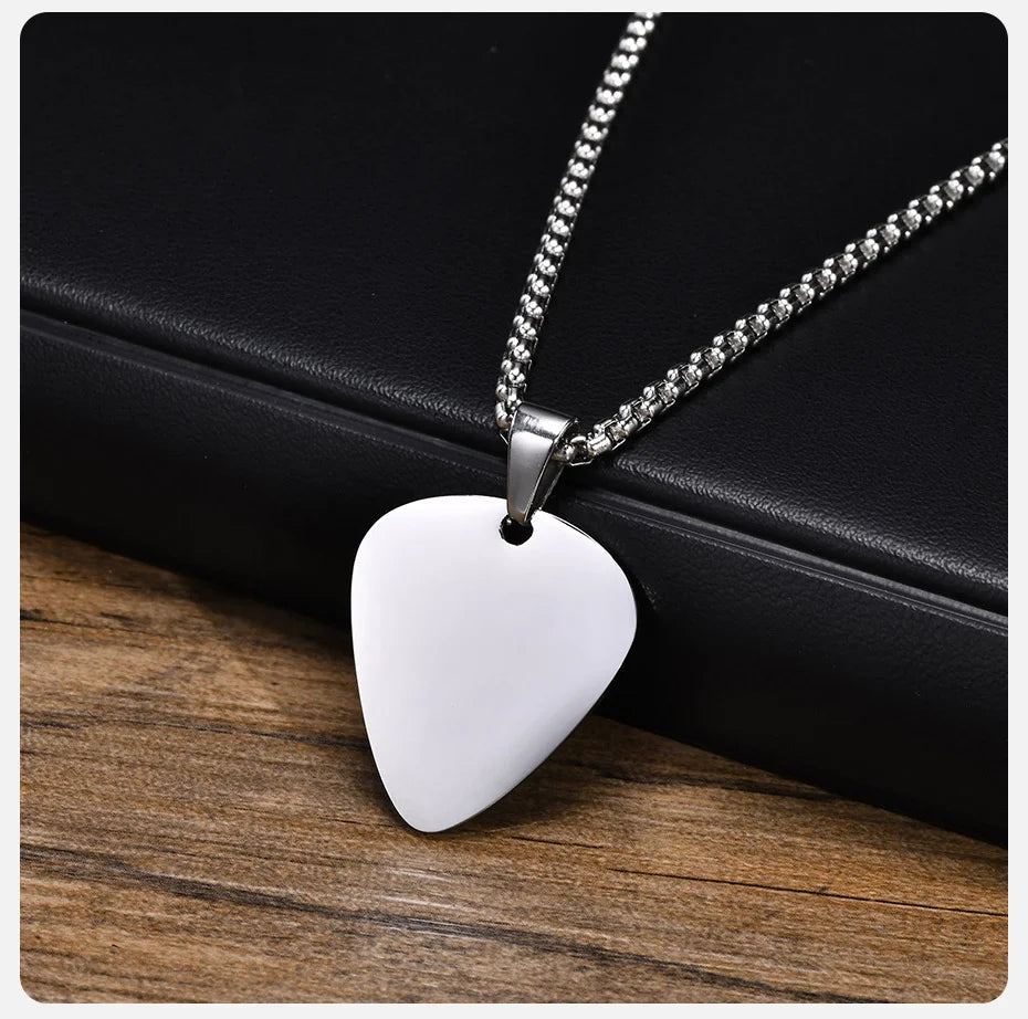 Vnox nouveau collier de médiator de guitare Unique pour hommes garçons, collier pendentif de médiators de guitare en acier inoxydable pour les amateurs de musique cadeaux bijoux