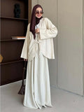 Ensemble deux pièces musulman pour femmes, chemise à lacets, jupe, costumes Ramadan marocain, dubaï, jupes longues, tenues islamiques, Jalabiya Musulman