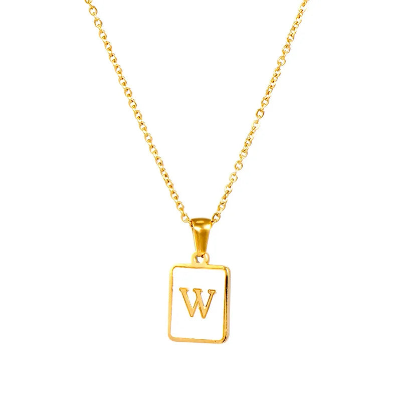 E.B.belle – collier minimaliste en nacre pour femmes, en acier inoxydable, sans ternissement, avec lettres plaquées or