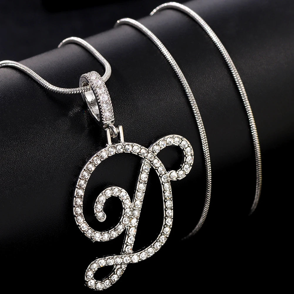 Flatfoosie nouveau A-Z Cursive lettre initiale nom pendentif collier pour femmes Simple corde chaîne lettre collier mode bijoux cadeau