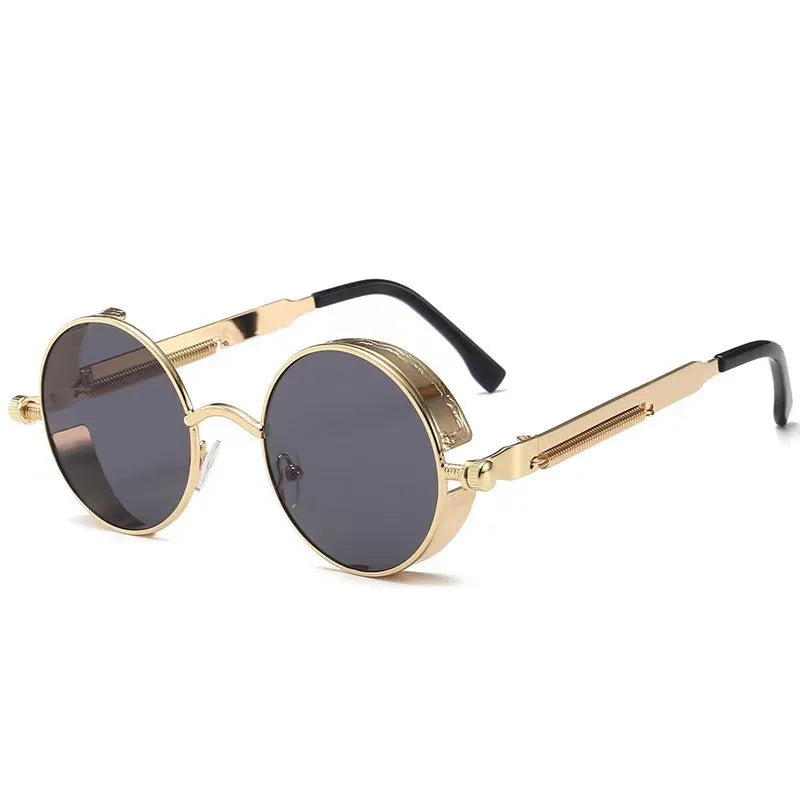 Lunettes de soleil rondes steampunk classiques pour hommes et femmes, lunettes de soleil gothiques rétro pour hommes, mode punk, fête, conduite