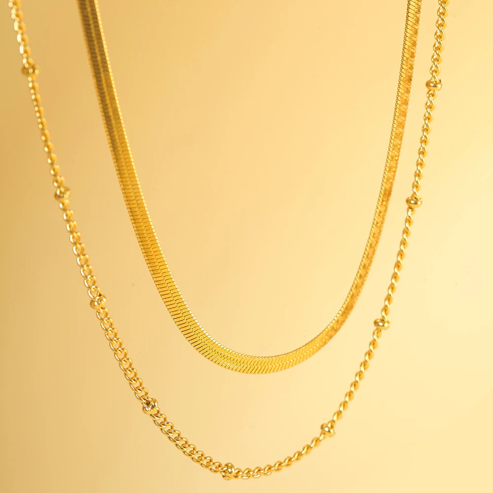 Nouveau 2025 acier inoxydable Double couche empilable chaîne collier femmes femme tour de cou bijoux collier pour les femmes