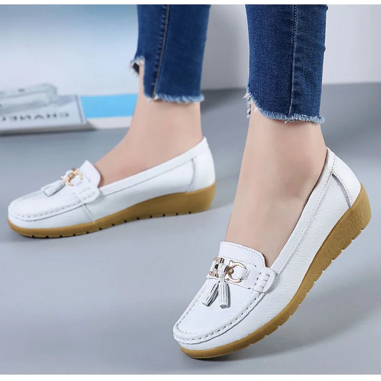 Femme chaussures talons bas chaussures décontractées femmes mocassins sans lacet chaussures plates Mocassins Femmes chaussures confortables femmes chaussures plates blanc