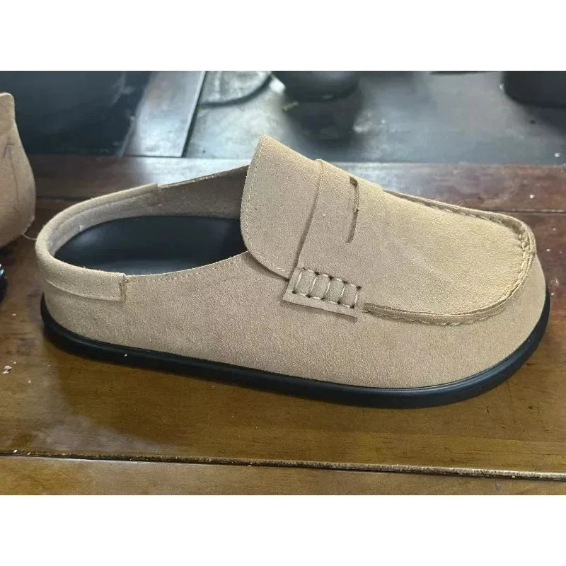Sandales classiques en daim pour femmes, chaussures d'extérieur antidérapantes et tendance, avec soutien de la voûte plantaire