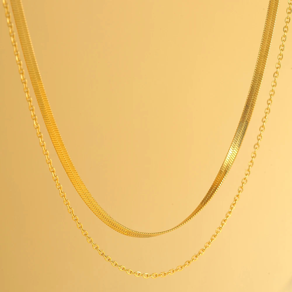 Nouveau 2025 acier inoxydable Double couche empilable chaîne collier femmes femme tour de cou bijoux collier pour les femmes