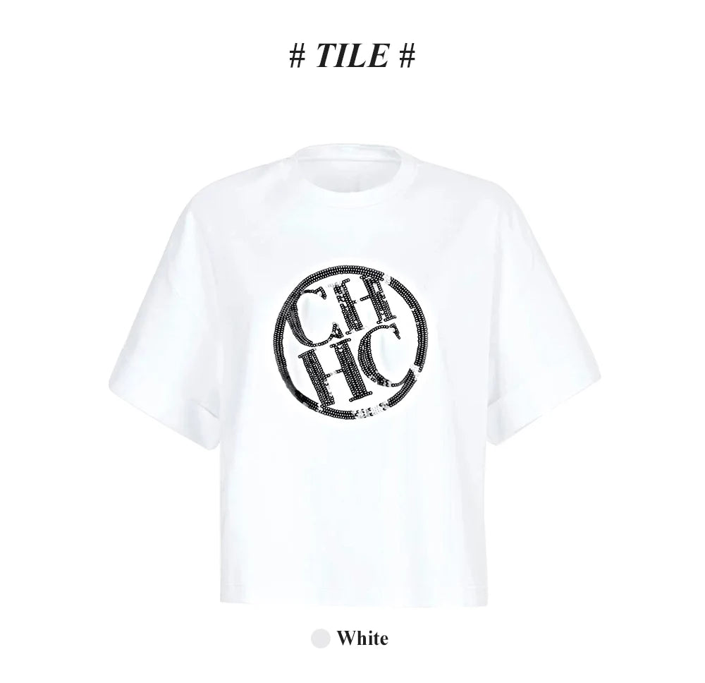 T-shirt pour femme, mode, luxe, coton, col rond, classique, basique, manches courtes