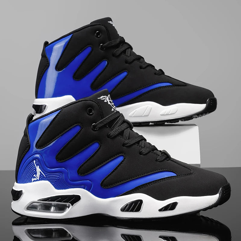 Chaussures de basket-ball montantes pour hommes, robustes et stables, baskets d'entraînement à lacets, unisexe, adaptées à la course, au sport, au basketball et à la marche. Cadeau idéal pour les hommes, léger, confort