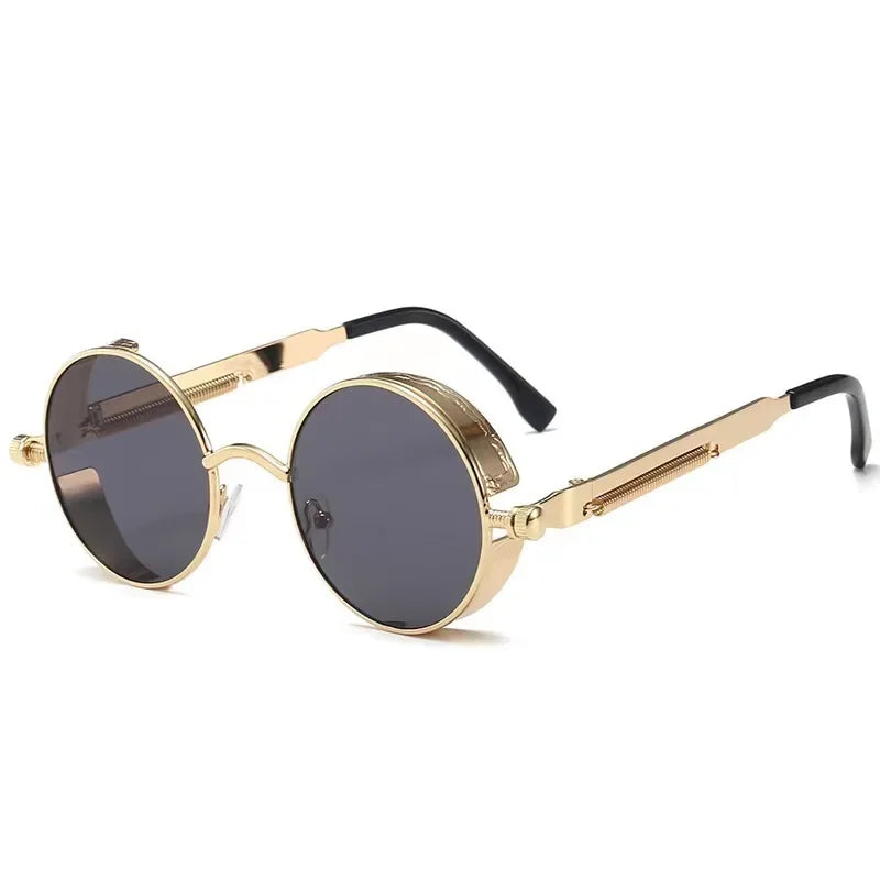Lunettes de soleil rondes steampunk classiques pour hommes et femmes, lunettes de soleil gothiques rétro pour hommes, mode punk, fête, conduite