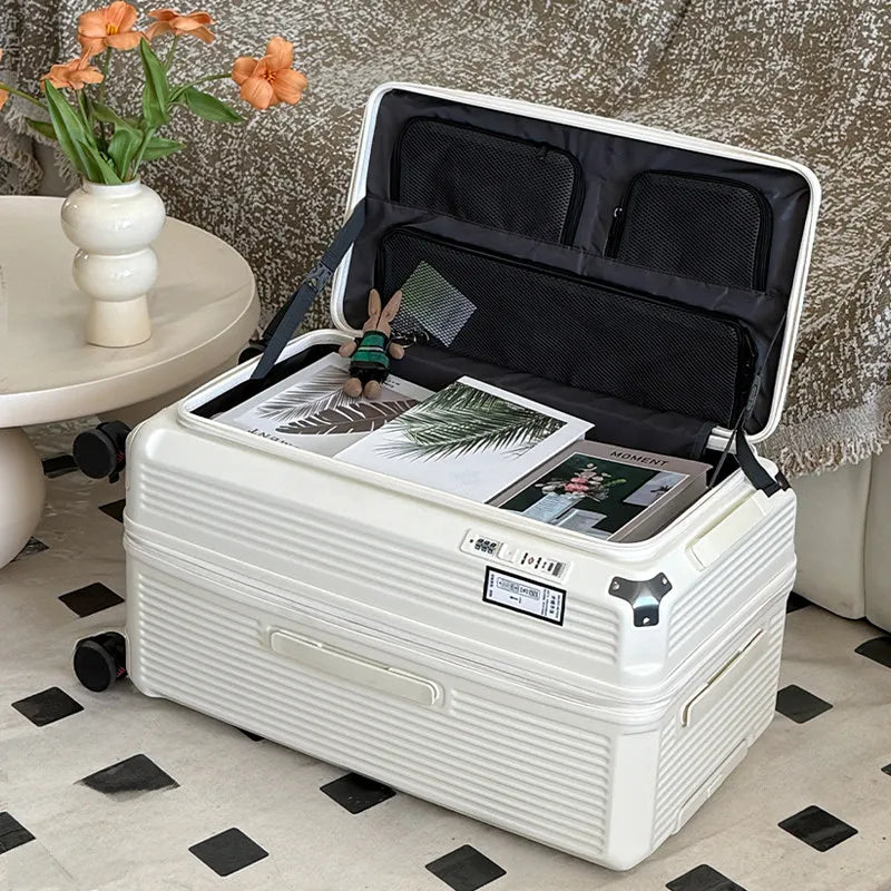 Valise de voyage extensible grande taille 32/34 pouces, ouverture latérale, grand compartiment profond, bagage à cinq roues, valise de voyage épaissie