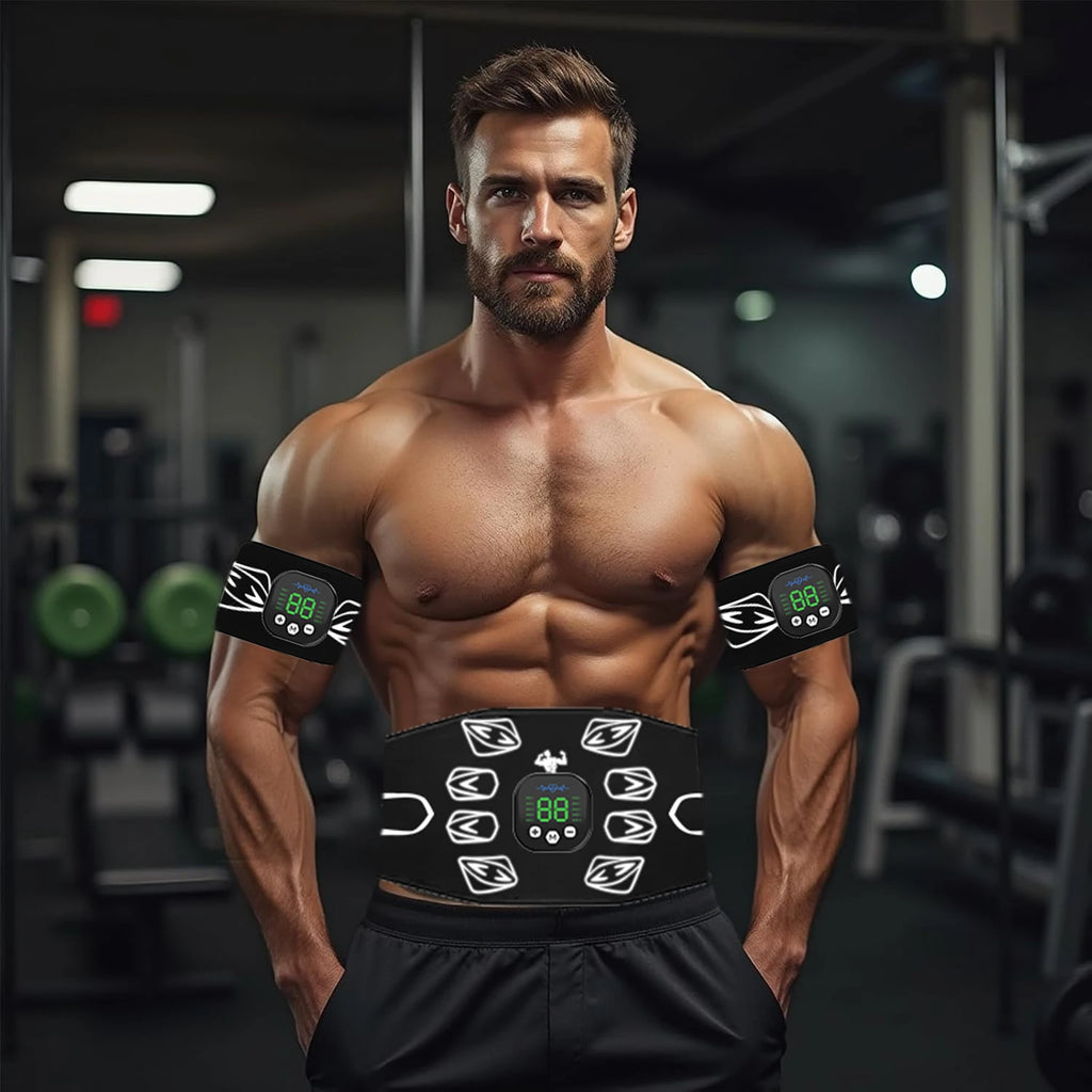 Stimulateur Musculaire EMS, Entraîneur Abdominal, Tonificateur Abdominal, Exercice pour les Bras, le Ventre et les Jambes, Masseur Corporel, Entraînement, Perte de Poids, Brûleur de Graisse, Gym à Domicile