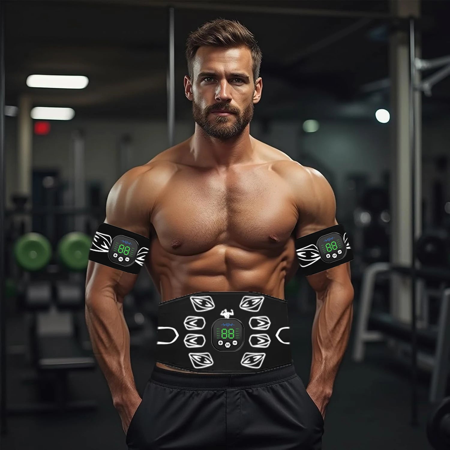 Stimulateur Musculaire EMS, Entraîneur Abdominal, Tonificateur Abdominal, Exercice pour les Bras, le Ventre et les Jambes, Masseur Corporel, Entraînement, Perte de Poids, Brûleur de Graisse, Gym à Domicile