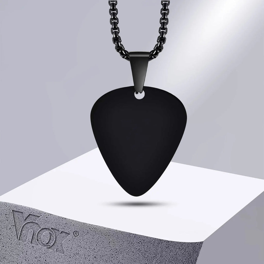 Vnox nouveau collier de médiator de guitare Unique pour hommes garçons, collier pendentif de médiators de guitare en acier inoxydable pour les amateurs de musique cadeaux bijoux