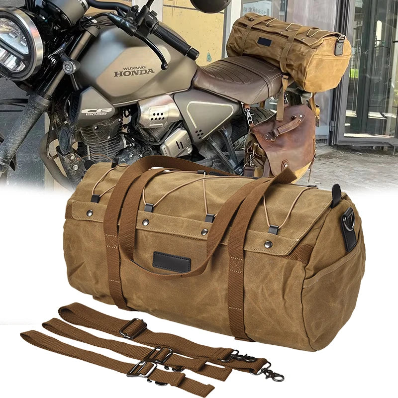 Sac de siège arrière de moto Vintage, sac arrière en toile, sac de voyage universel étanche