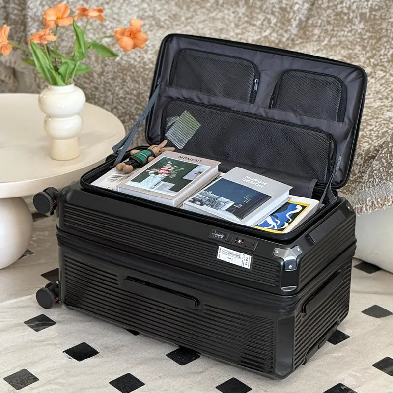 Valise de voyage extensible grande taille 32/34 pouces, ouverture latérale, grand compartiment profond, bagage à cinq roues, valise de voyage épaissie