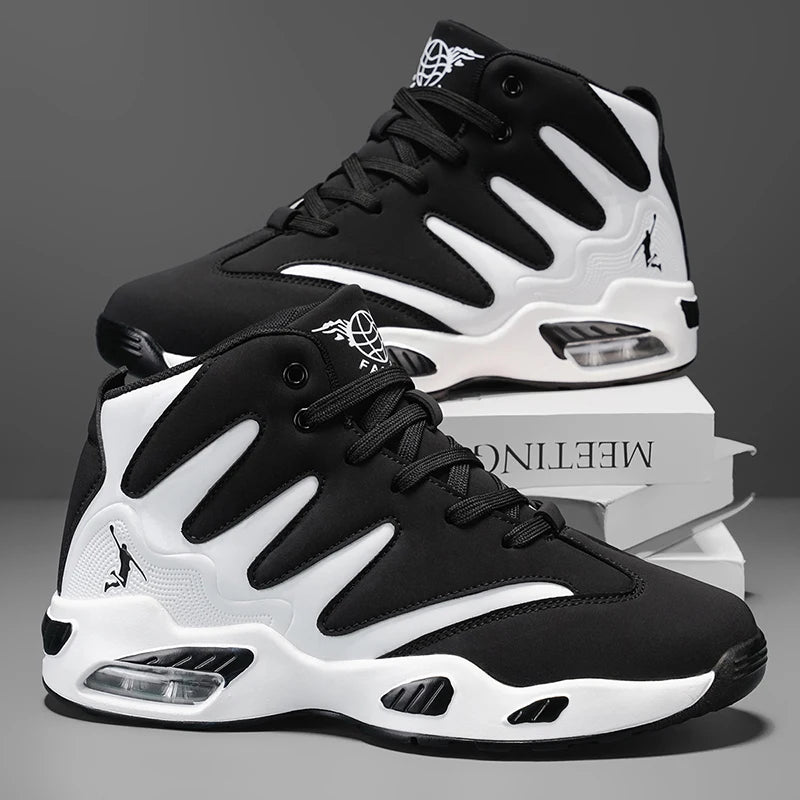 Chaussures de basket-ball montantes pour hommes, robustes et stables, baskets d'entraînement à lacets, unisexe, adaptées à la course, au sport, au basketball et à la marche. Cadeau idéal pour les hommes, léger, confort