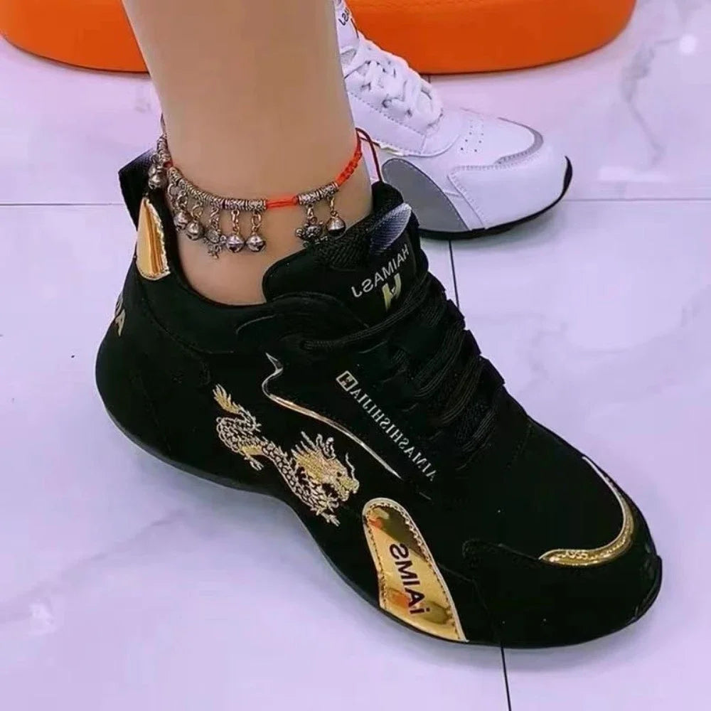 Baskets de Styliste en Cuir pour Femme, Chaussures de dehors Légères et Respirantes, Imperméables et Décontractées, à Plateforme