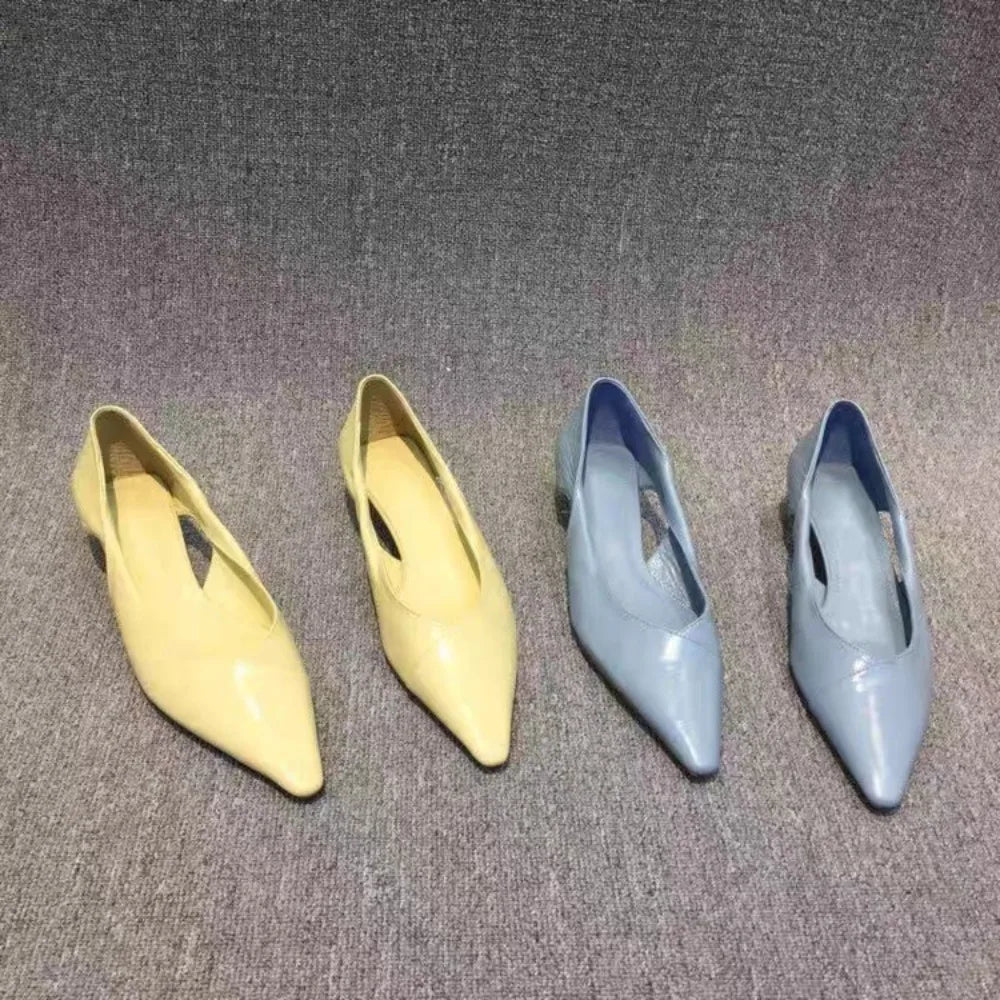 Chaussures d'été confortables pour femmes, mocassins bleus à talons bas, élégants, bout pointu, haute qualité, populaires pour jeunes, 2026