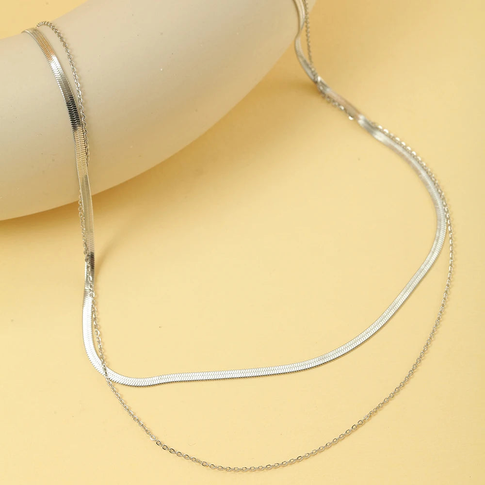 Nouveau 2025 acier inoxydable Double couche empilable chaîne collier femmes femme tour de cou bijoux collier pour les femmes