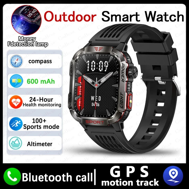 Nouveau militaire GPS montre intelligente hommes lampe de poche boussole étanche 600mAh batterie en plein air Sport Tracker Bluetooth appel Smartwatch