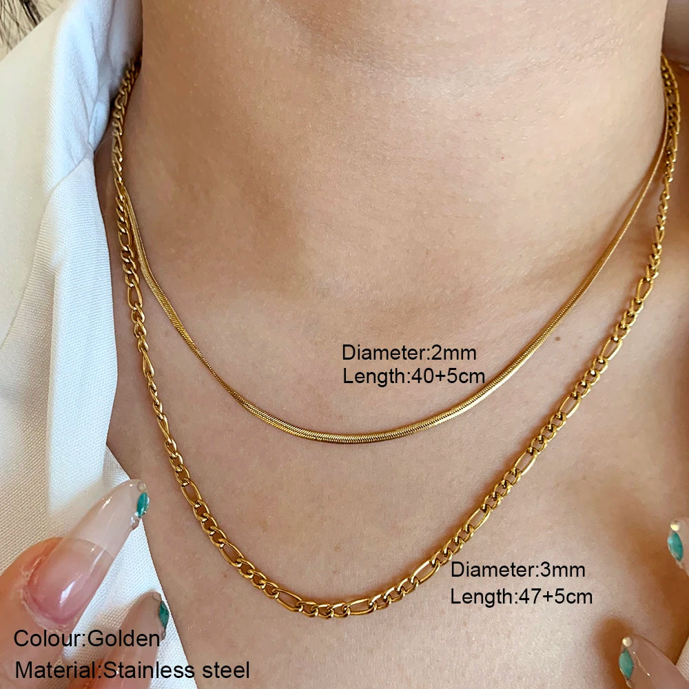 Nouveau 2025 acier inoxydable Double couche empilable chaîne collier femmes femme tour de cou bijoux collier pour les femmes