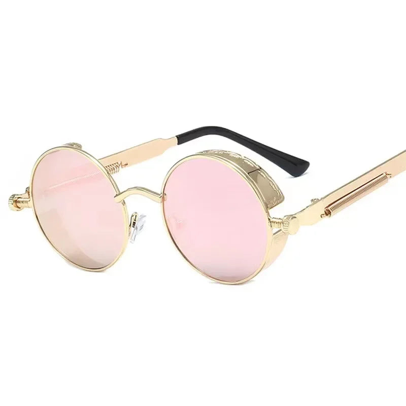Lunettes de soleil rondes steampunk classiques pour hommes et femmes, lunettes de soleil gothiques rétro pour hommes, mode punk, fête, conduite