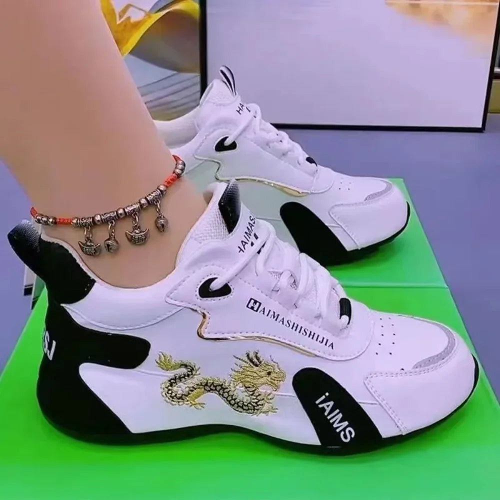 Baskets de Styliste en Cuir pour Femme, Chaussures de dehors Légères et Respirantes, Imperméables et Décontractées, à Plateforme