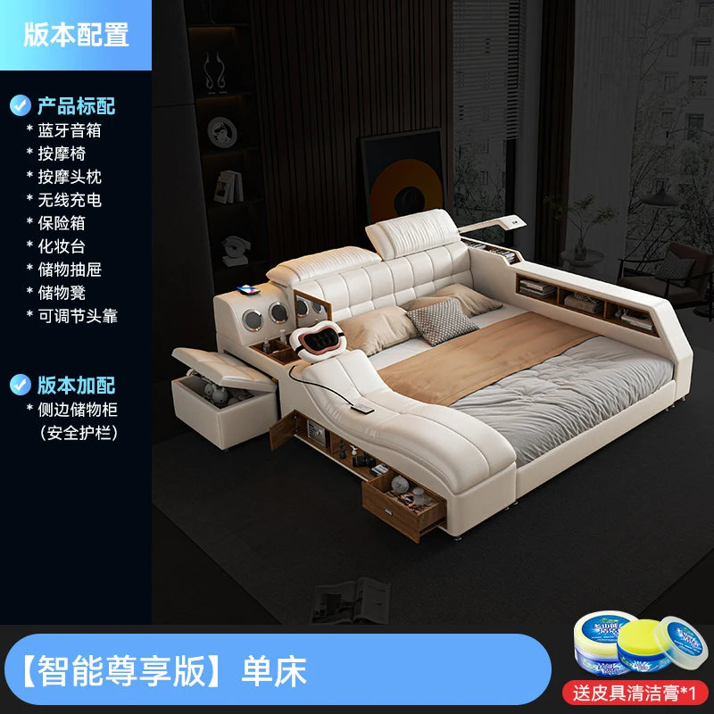 Tête De lit De luxe rembourrée en cuir Massage lit De rangement minimaliste moderne Tatami Camas De Matrimonio dortoir meubles