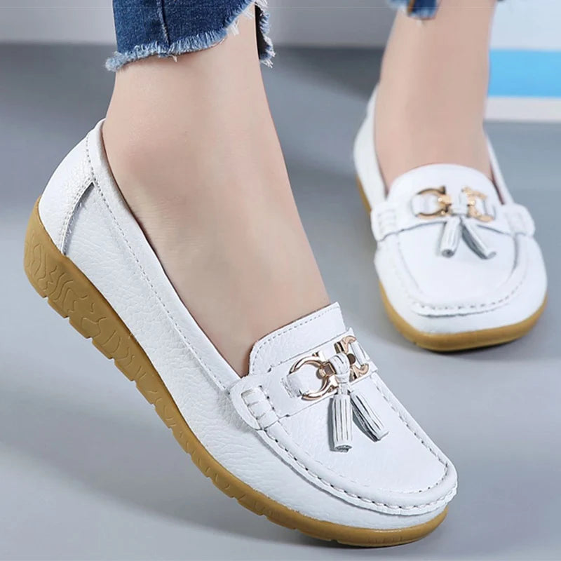 Femme chaussures talons bas chaussures décontractées femmes mocassins sans lacet chaussures plates Mocassins Femmes chaussures confortables femmes chaussures plates blanc
