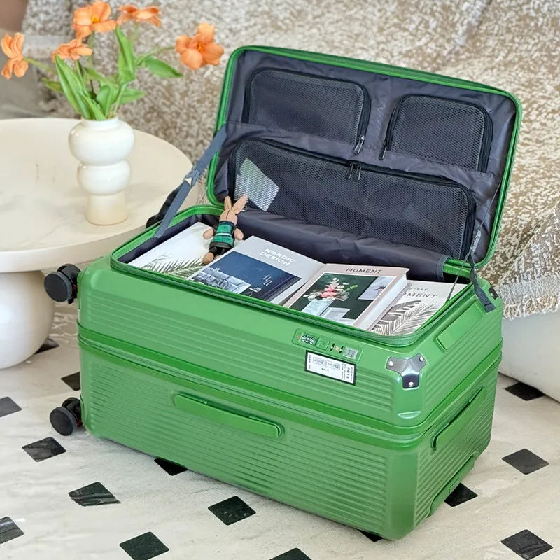 Valise de voyage extensible grande taille 32/34 pouces, ouverture latérale, grand compartiment profond, bagage à cinq roues, valise de voyage épaissie