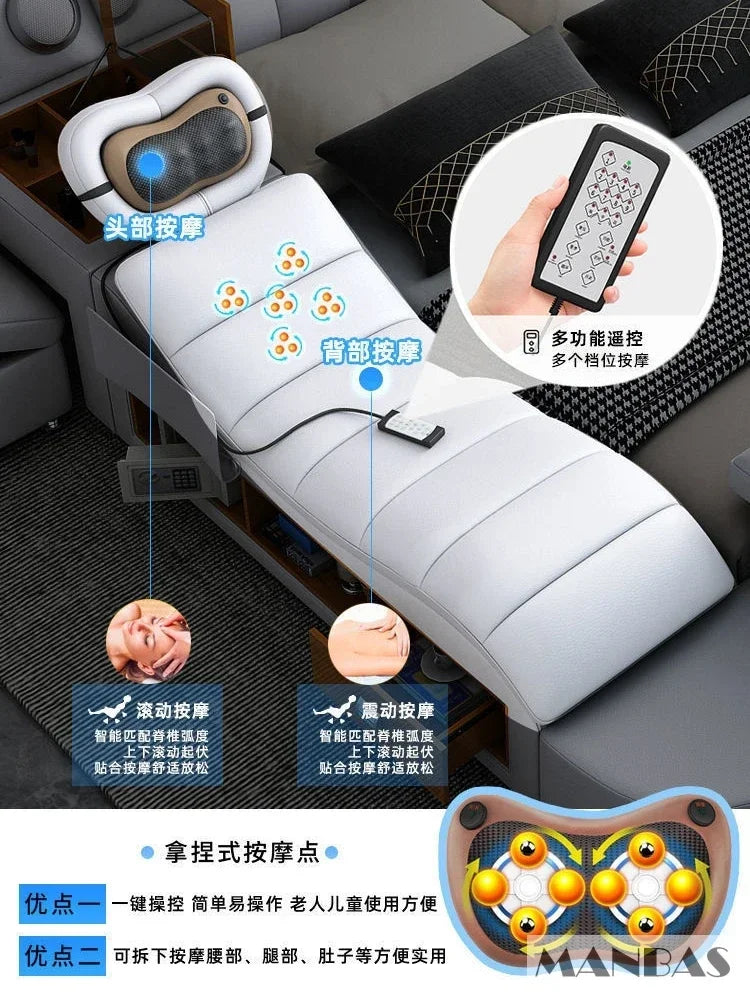 Lit Linlamlim Tech Smart en cuir véritable |   Lits ultimes multifonctionnels |   Lit Tatami de massage avec projecteur |   Cama rembourrée