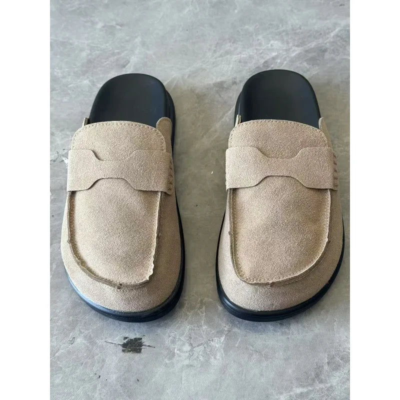 Sandales classiques en daim pour femmes, chaussures d'extérieur antidérapantes et tendance, avec soutien de la voûte plantaire