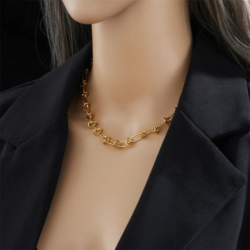 DIEYURO 316L acier inoxydable or argent couleur torsion noeud collier Bracelets pour femme fille nouvelle mode ne se décolore pas ensemble de bijoux