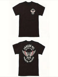 T-shirt pour hommes – Haut décontracté noir à manches courtes avec motif d'ailes blanches et rouges, adapté à un usage quotidien, aux voyages en salle de sport et aux fêtes