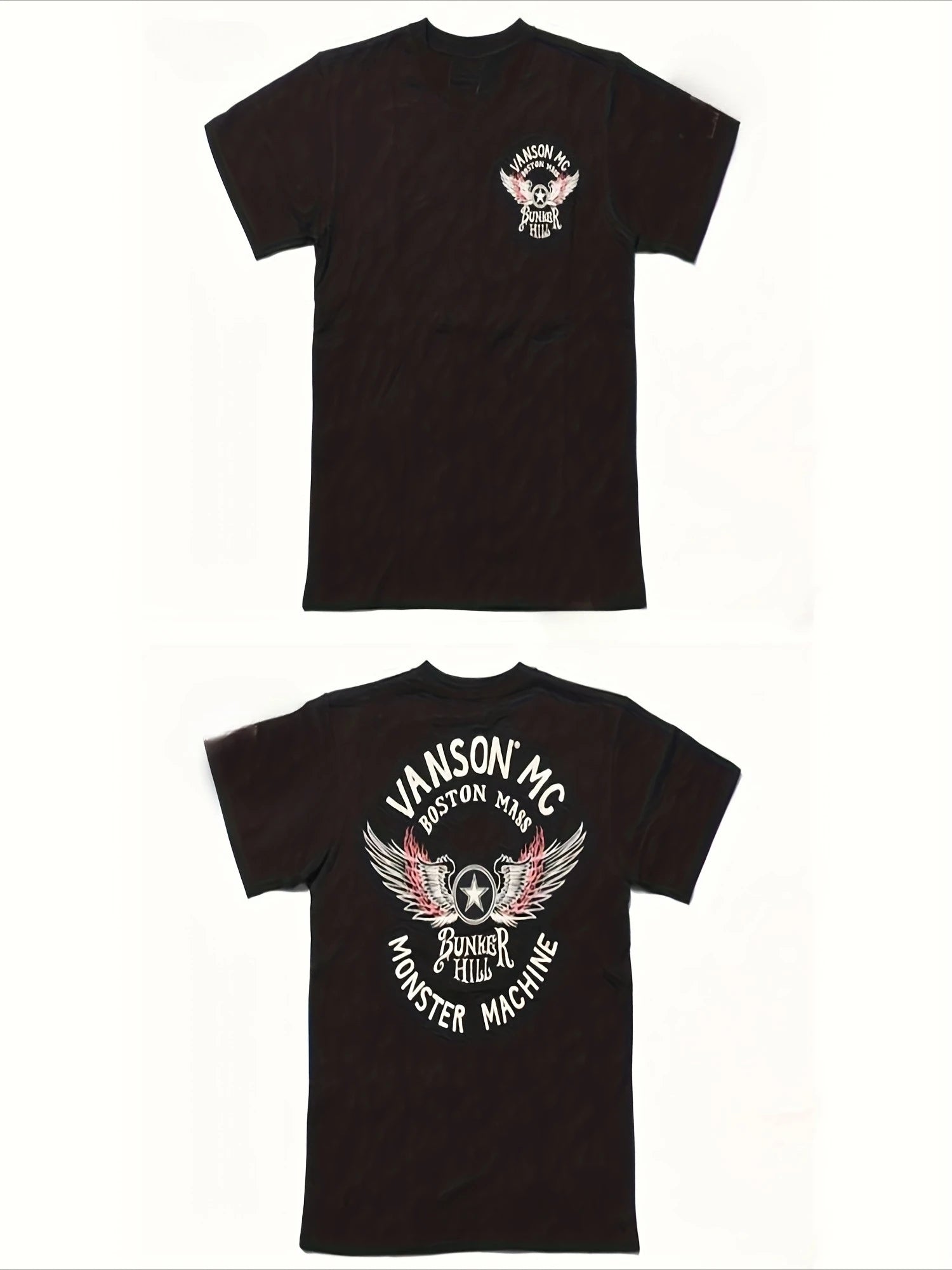 T-shirt pour hommes – Haut décontracté noir à manches courtes avec motif d'ailes blanches et rouges, adapté à un usage quotidien, aux voyages en salle de sport et aux fêtes