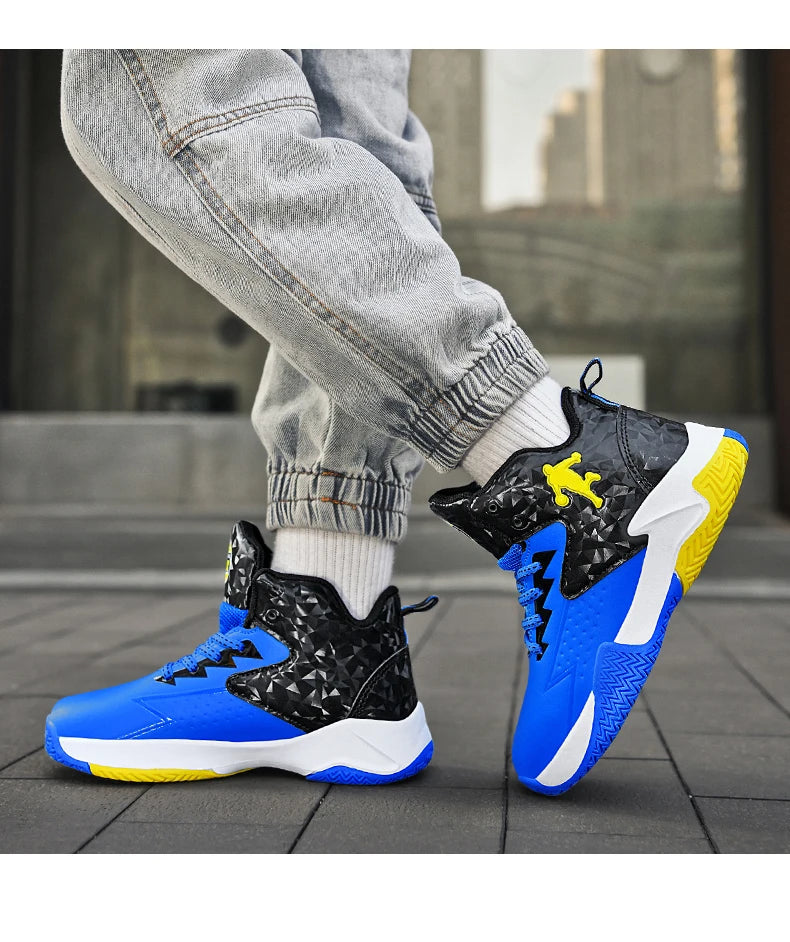 Chaussures de basket-ball classiques pour enfants, baskets antidérapantes d'extérieur pour garçons et filles, baskets décontractées à plateforme, chaussures de sport pour enfants
