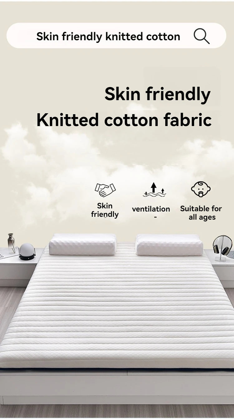 Coussin de matelas en latex, literie épaisse pour usage domestique, semelle pour usage simple ou double, coussin de matelas pliable en coton à mémoire de forme