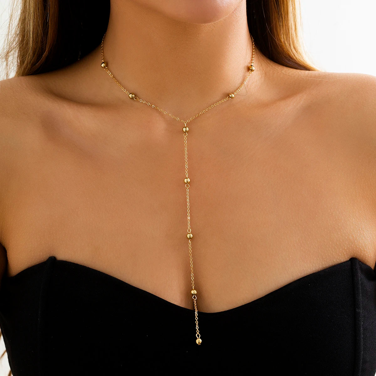 Ingemark minimalisme 2022 Long gland collier pour femmes filles Vintage poitrine mince chaîne boule pendentif femme cou bijoux cadeau nouveau