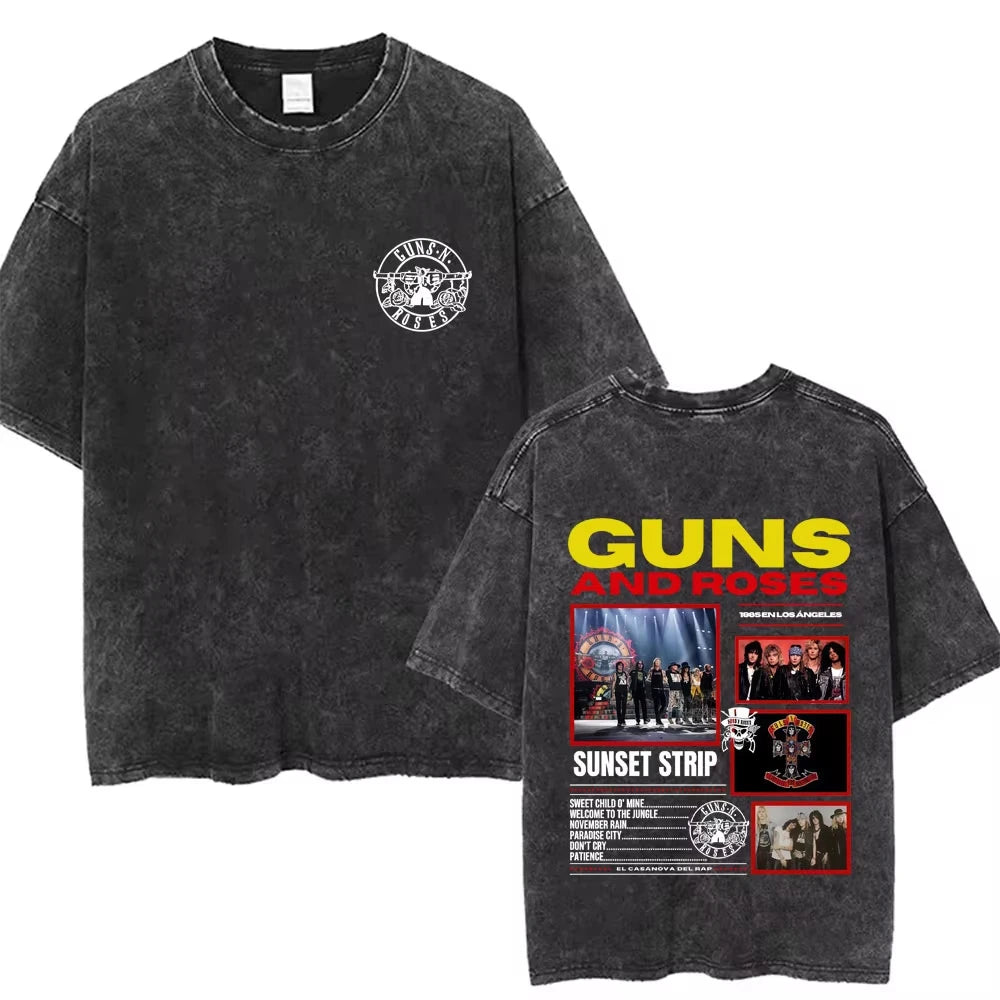 T-shirt graphique pour homme, nouvelle collection, style vintage délavé Guns N' Roses Slash 85