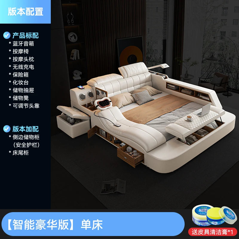 Tête De lit De luxe rembourrée en cuir Massage lit De rangement minimaliste moderne Tatami Camas De Matrimonio dortoir meubles