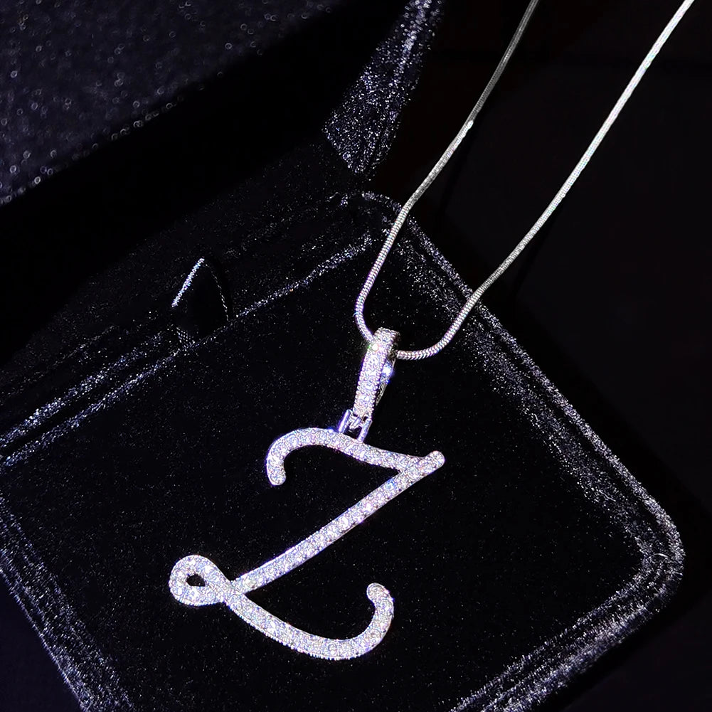 Flatfoosie nouveau A-Z Cursive lettre initiale nom pendentif collier pour femmes Simple corde chaîne lettre collier mode bijoux cadeau