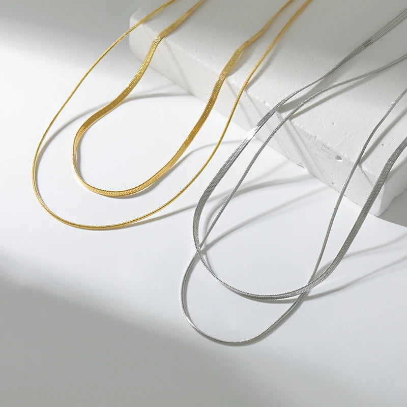 Nouveau 2025 acier inoxydable Double couche empilable chaîne collier femmes femme tour de cou bijoux collier pour les femmes
