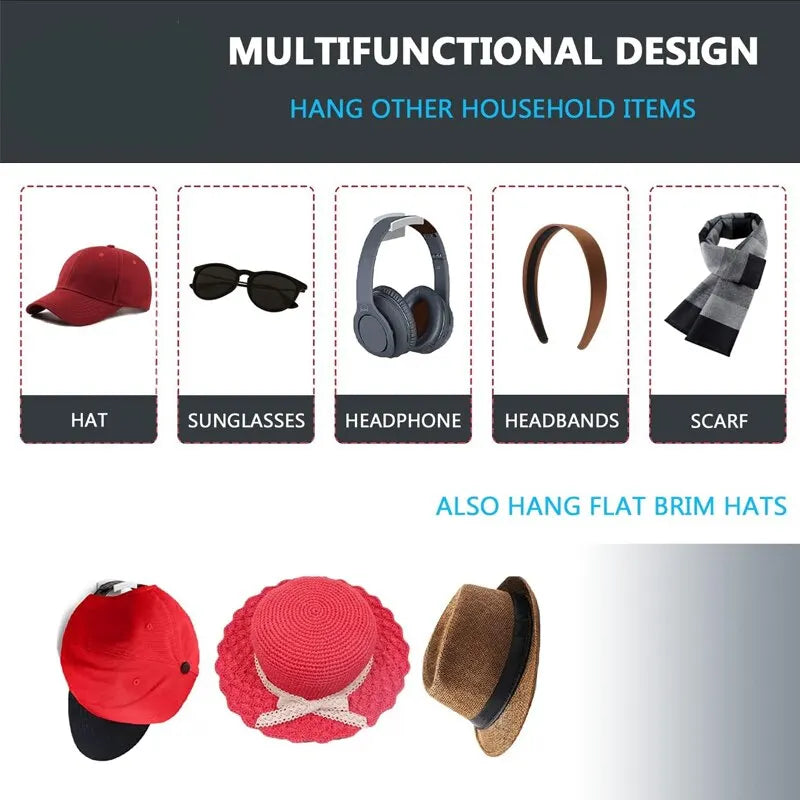 Crochet de chapeau de baseball sans lueur, chapeau de conception minimaliste, rangement de collier d'écouteur simple, noir, T1, nouveau, 5 pièces, 10 pièces