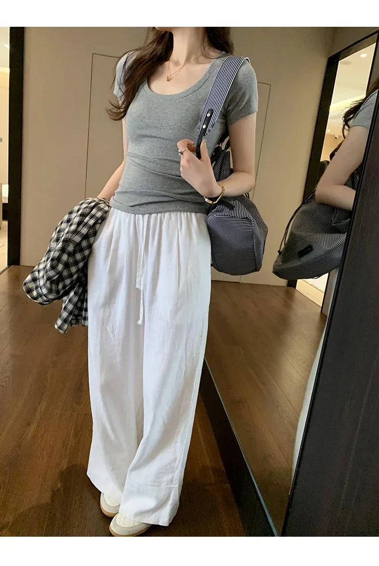 Femme 2026 été décontracté coton t-shirt pour femmes à manches courtes t-shirts mode femmes vêtements mince basique col rond Y2K t-shirt