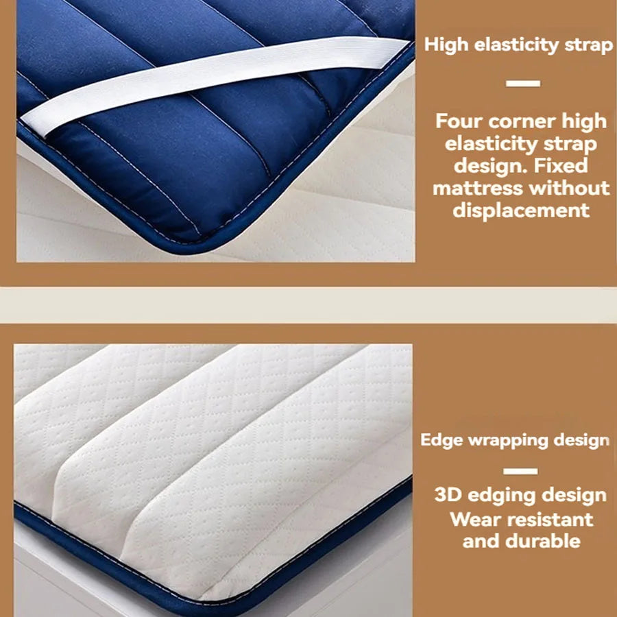 Coussin de matelas en latex, literie épaisse pour usage domestique, semelle pour usage simple ou double, coussin de matelas pliable en coton à mémoire de forme