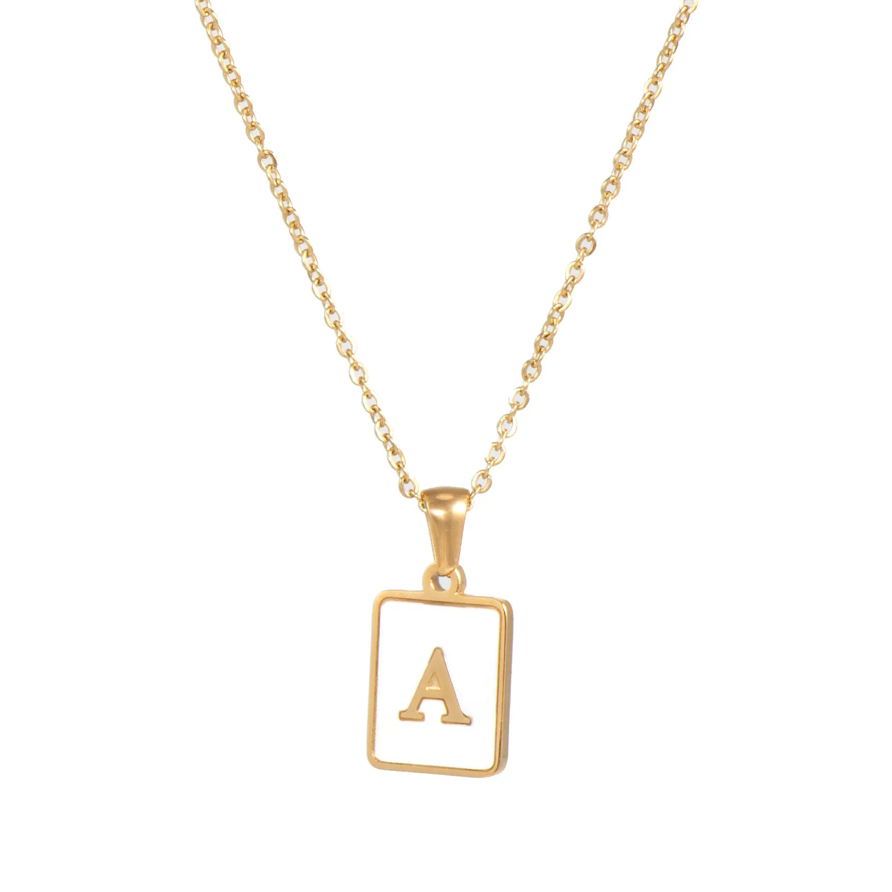 E.B.belle – collier minimaliste en nacre pour femmes, en acier inoxydable, sans ternissement, avec lettres plaquées or