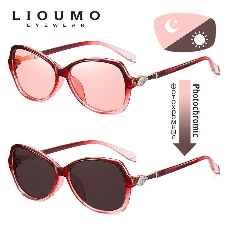 LIOUMO – lunettes de soleil élégantes en cristal pour femmes, polarisées, photochromiques, de luxe, effet caméléon, lunette de soleil femme
