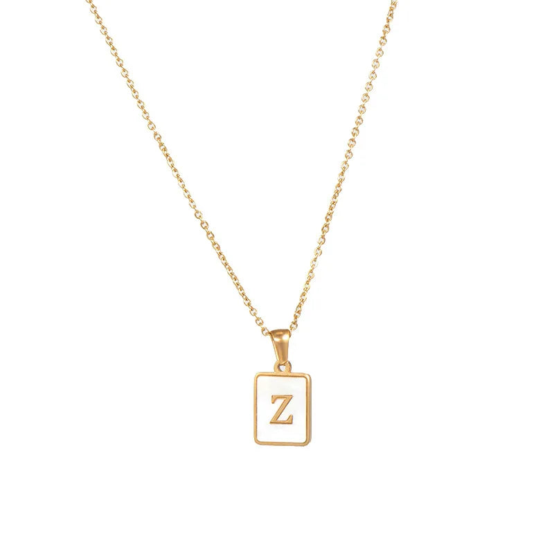 E.B.belle – collier minimaliste en nacre pour femmes, en acier inoxydable, sans ternissement, avec lettres plaquées or