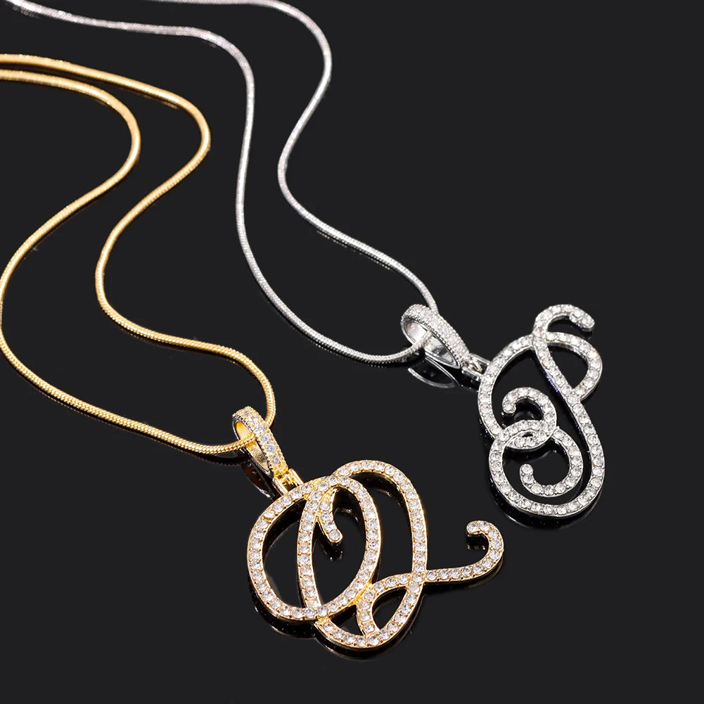 Flatfoosie nouveau A-Z Cursive lettre initiale nom pendentif collier pour femmes Simple corde chaîne lettre collier mode bijoux cadeau