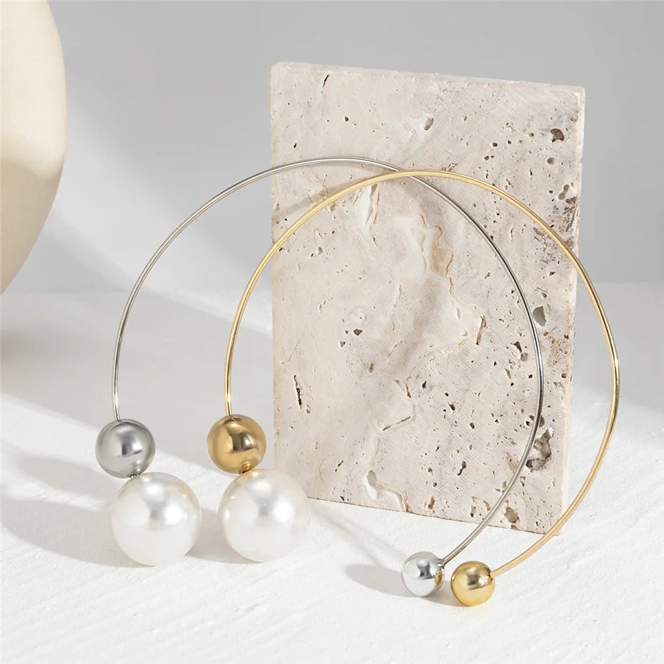 Collier ras du cou gothique élégant pour femmes, grande perle d'imitation blanche, pendentif boule, chaîne de clavicule, bijoux de mariage, nouveauté 2022
